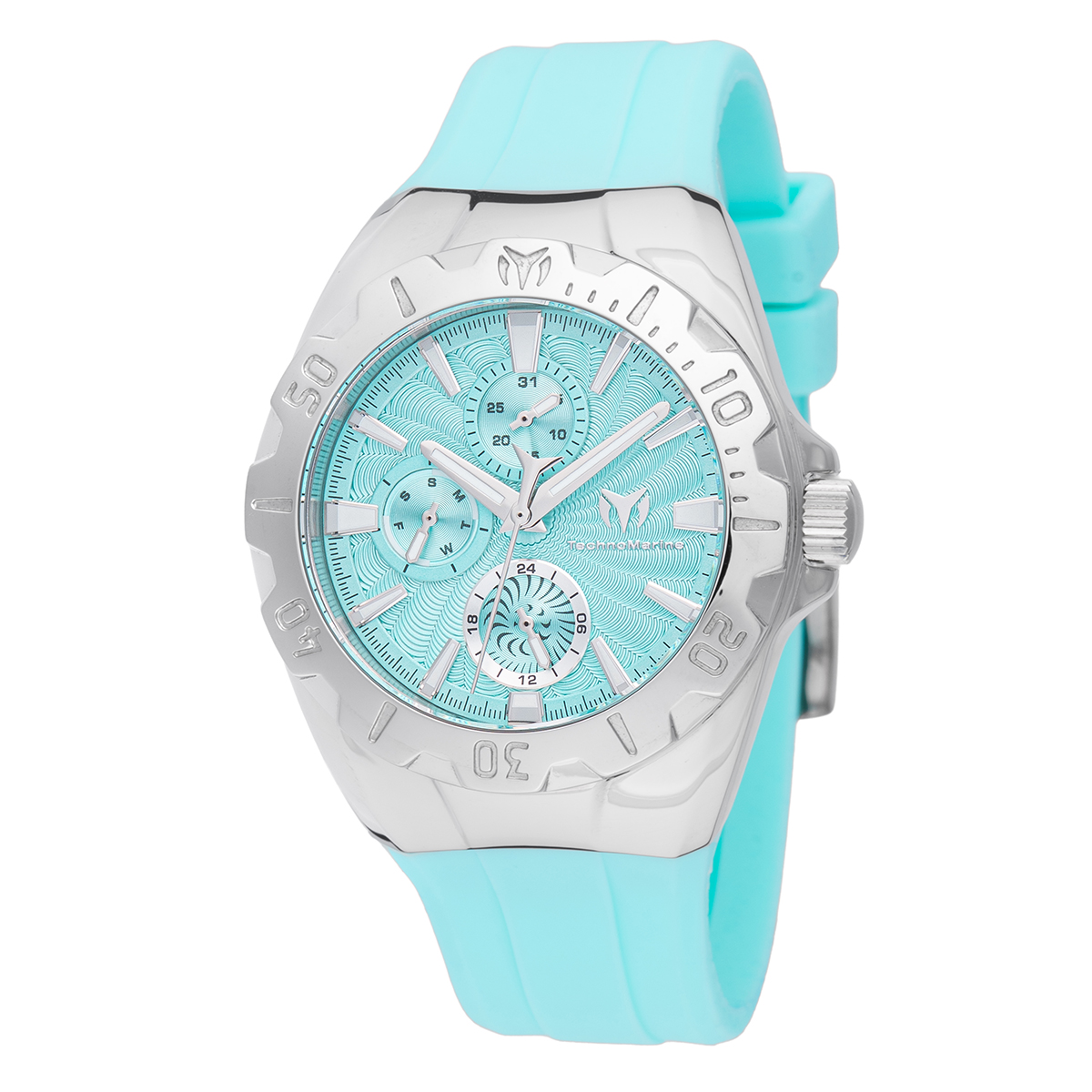 TechnoMarine Cruise Original Unisex Watch - 40mm, Black, White, Light Blue with Interchangeable Strap (TM-124008)