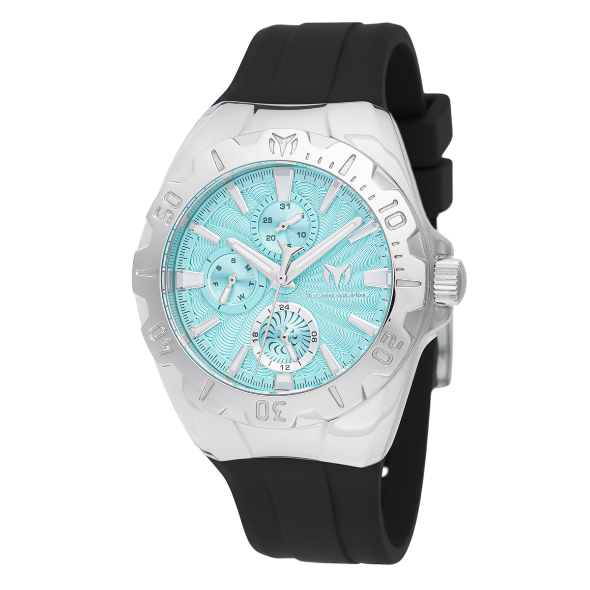 TechnoMarine Cruise Original Unisex Watch - 40mm, Black, White, Light Blue with Interchangeable Strap (TM-124008)