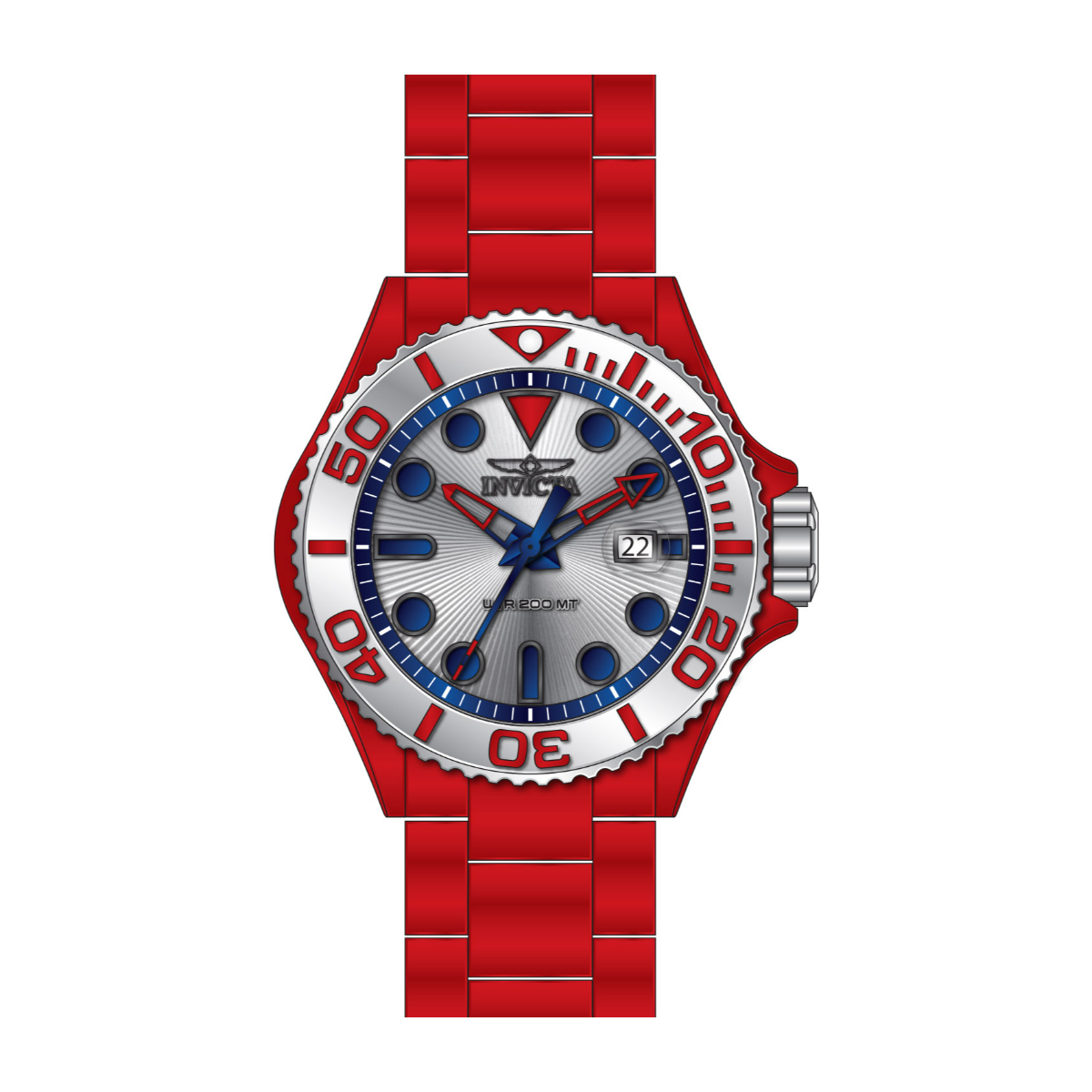 Invicta Grand Diver Men's Watch - 46mm, Aqua Plating, Red, Steel (49482)