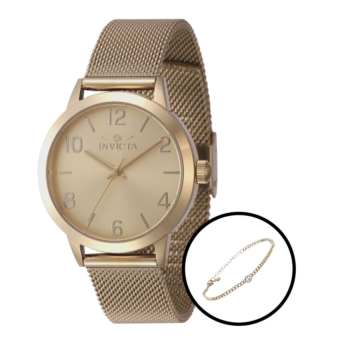 Invicta Wildflower Women's Watch - 34mm, Gold With Bracelet  Set (47275)