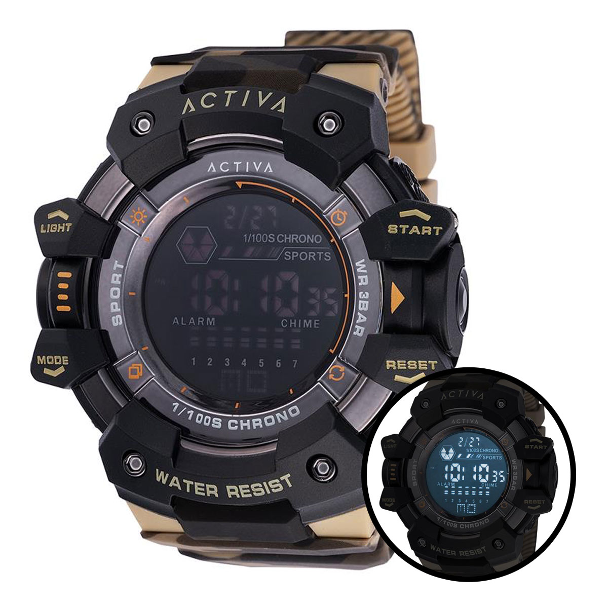 Activa Armour X Invicta Men's Digital Watch - 50mm. Camouflage. Khaki (ACW8050MC-001)