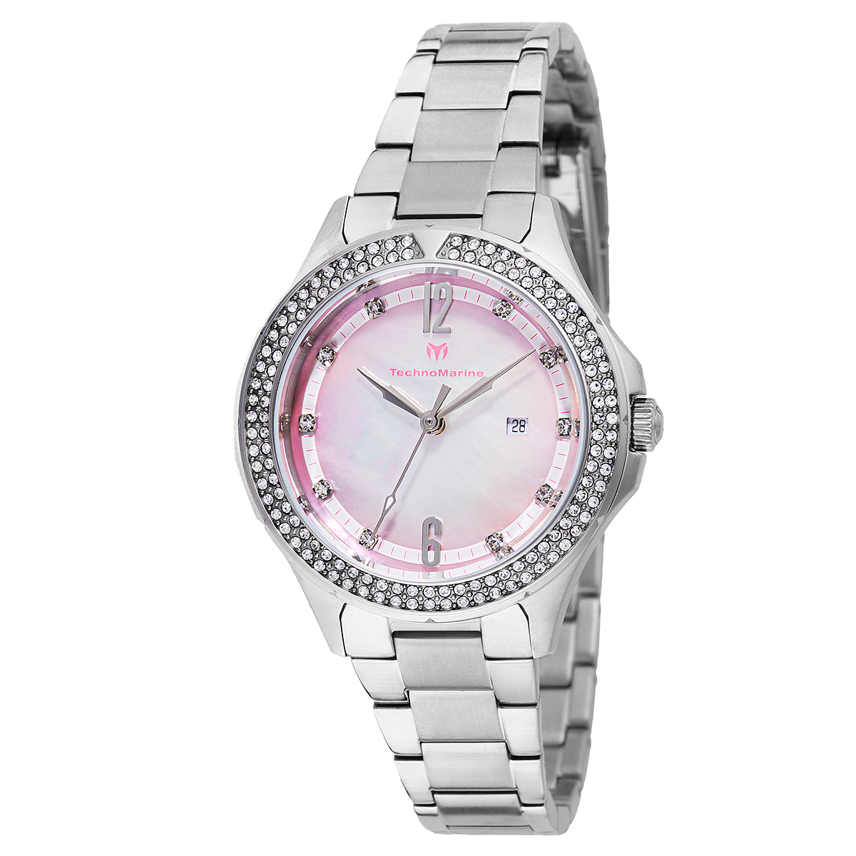 TechnoMarine Luna Tides Women's Watch w/ Mother of Pearl Dial - 33mm, Steel (TM-826013)