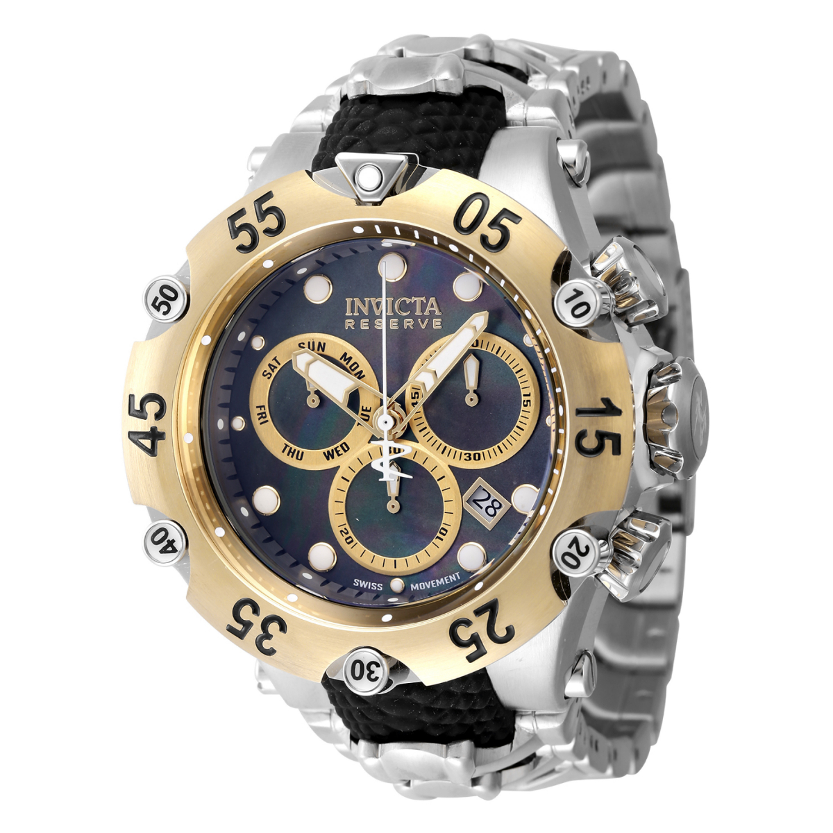 Invicta Reserve Venom Cobra Swiss Ronda Z60 Caliber Men's Watch w/ Mother of Pearl Dial - 54mm, Black, Steel (47217)