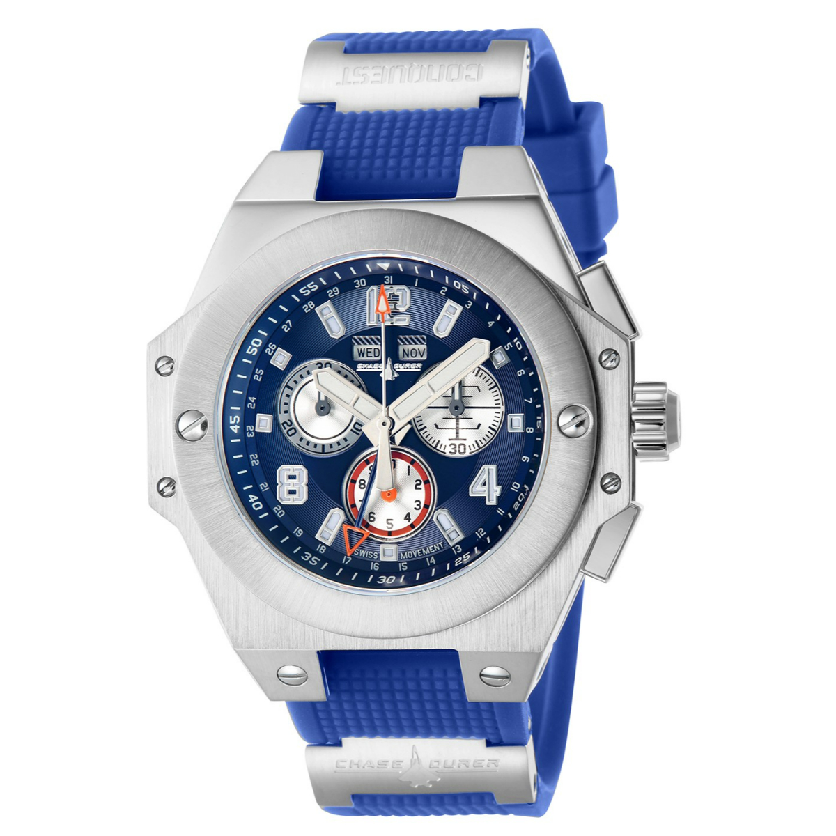 Open Box Chase Durer Conquest Swiss Ronda 5040.F Caliber Men's Watch - 48mm, Blue, Steel (AIC-CDW-0021)