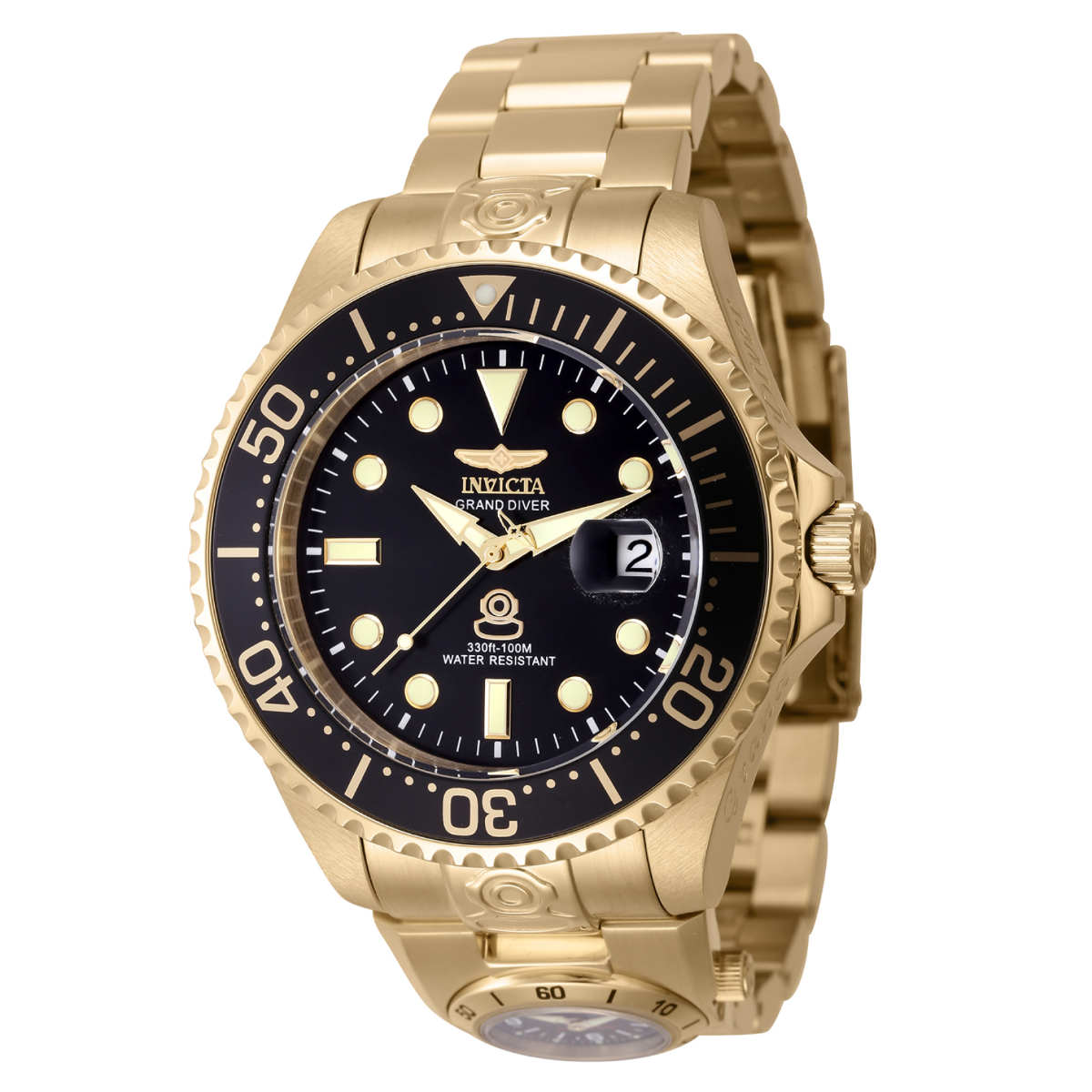 Invicta Dual Time Grand Diver Automatic Men's Watch - 47mm, Gold (45816)