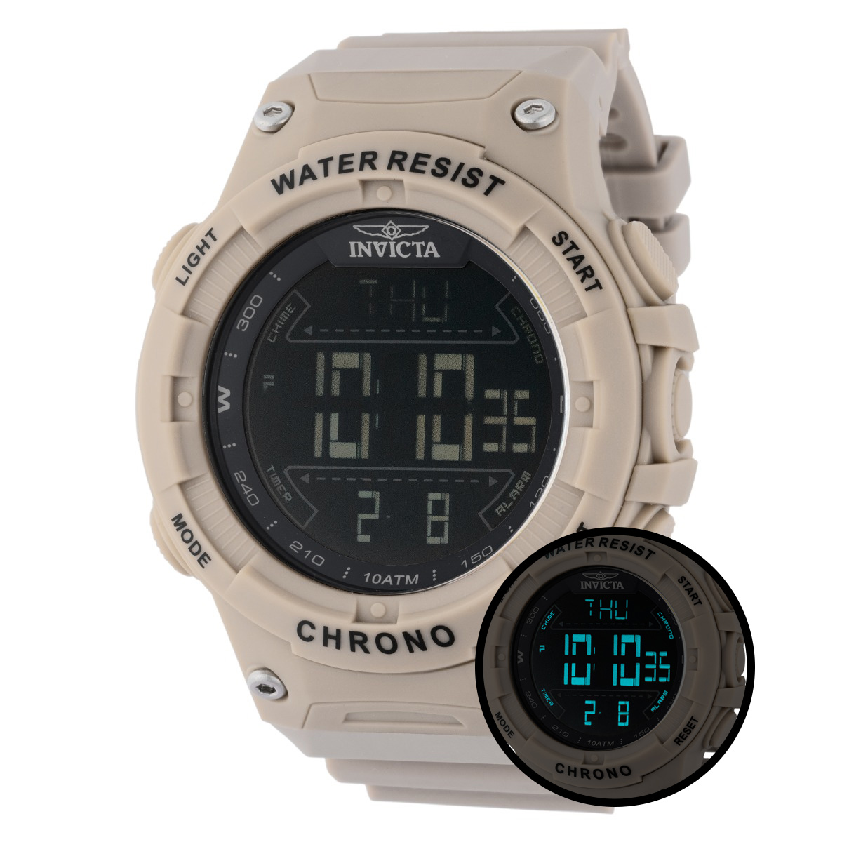 Invicta Digital Invicta Racing Burnout Digital Men's Watch - 52mm, Light Brown (47526 ...