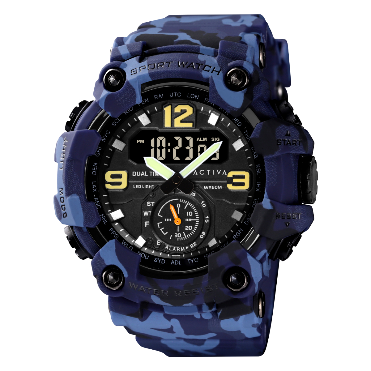 Activa X Invicta BlackOps Digital Men's Watch - 56mm, Camouflage, Blue (ACW1637-003)