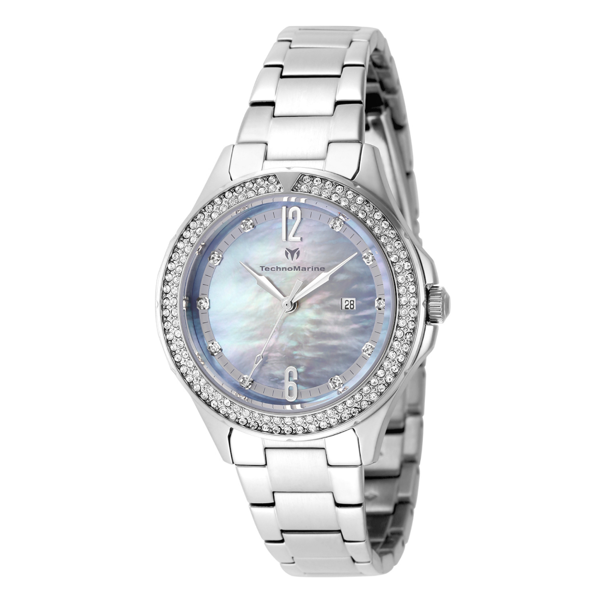 TechnoMarine Luna Tides Women's Watch w/ Mother of Pearl Dial - 33mm, Steel (TM-826007)
