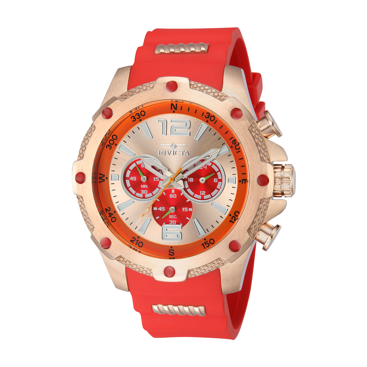 Invicta I-Force Axis Men's Watch - 50mm, Rose Gold, Red (43004)
