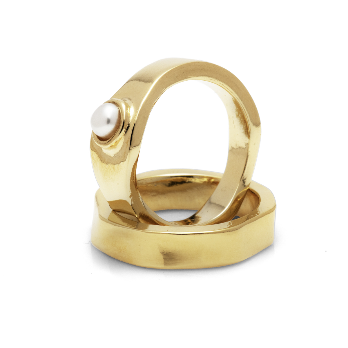 Invicta Angel Hammered Pearl Stacker Women's Ring, Gold, 5 (MM-00740)