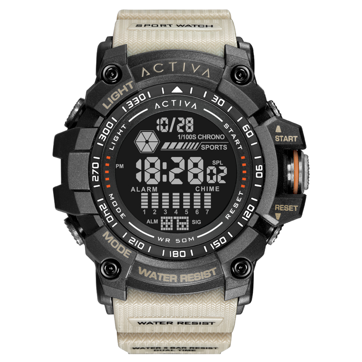 Activa X Invicta Digital Men's Watch - 56mm, Beige (ACW8020-002)