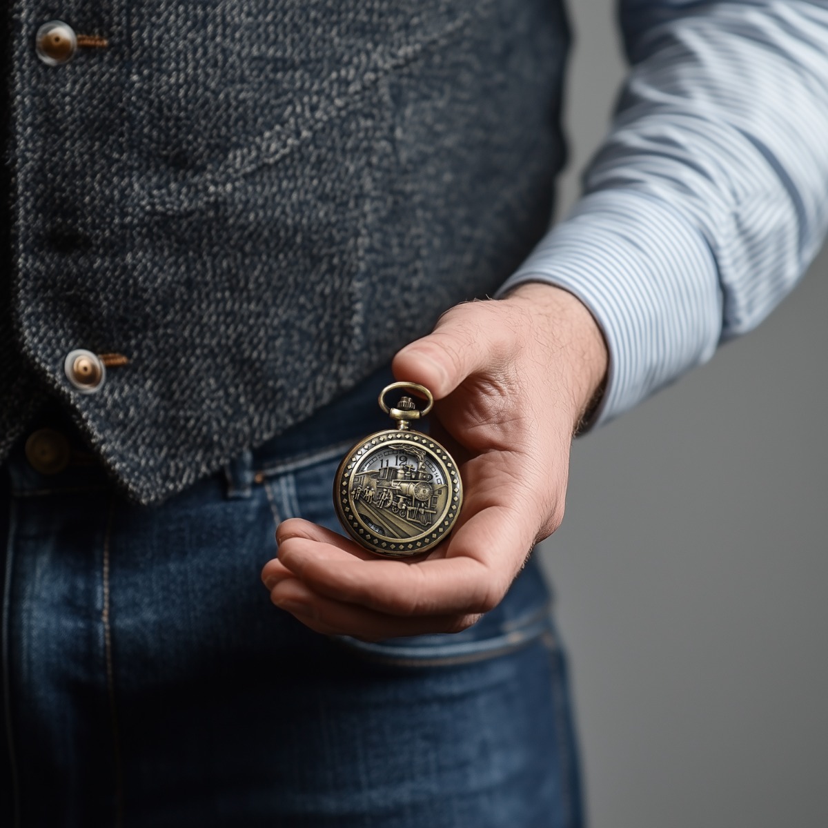 Invicta Vintage Locomotive Pocket Watch - 47mm, Bronze (49004)