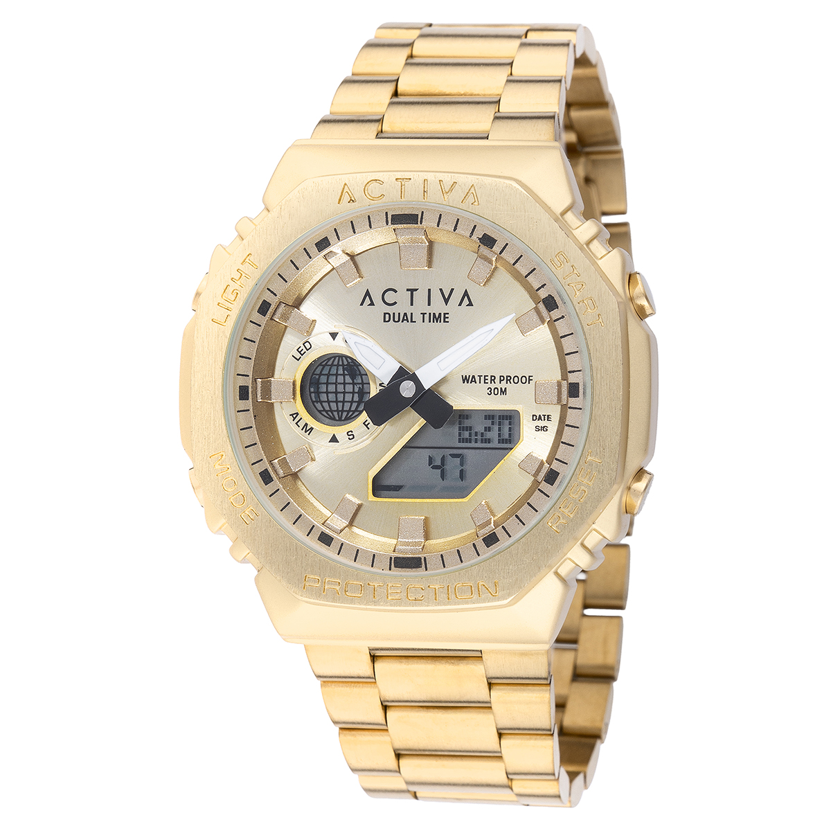 Activa X Invicta Digital Unisex Watch - 45.5mm, Gold (ACWM423-006)