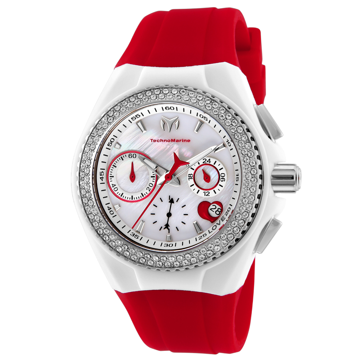 TechnoMarine Cruise Women's Watch - 40mm, Red, White with Interchangeable Strap (TM-117001)