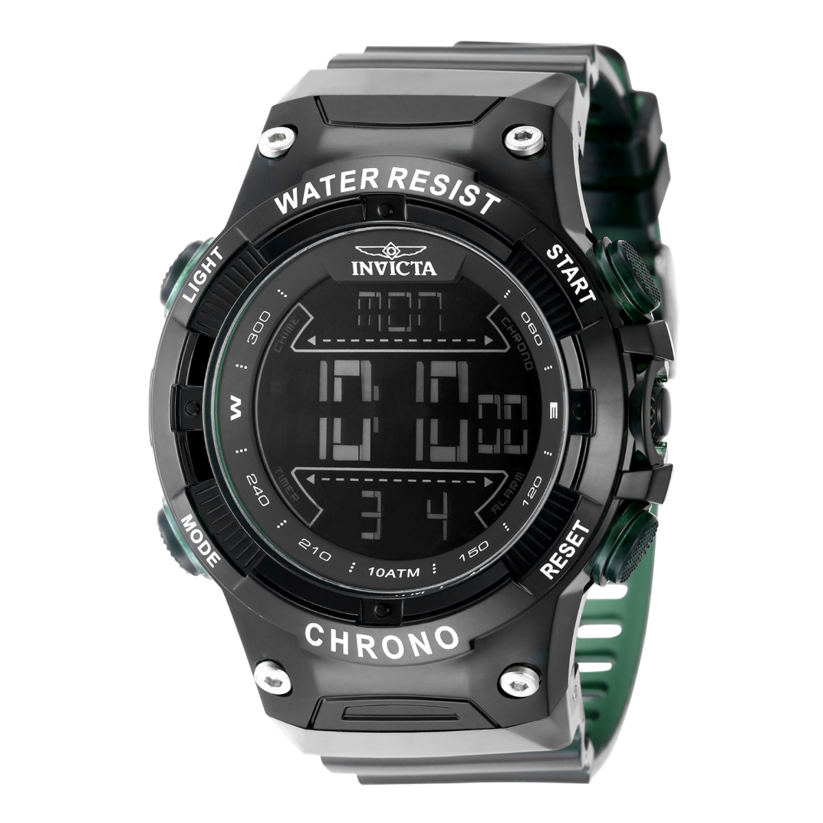 Invicta Racing Burnout Digital Men's Watch - 52mm, Transparent, Green (49042)