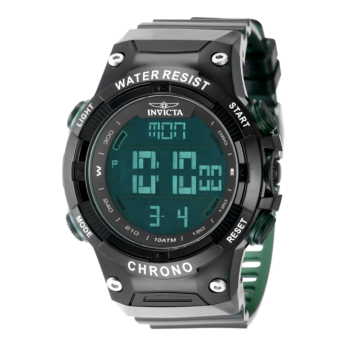 Invicta Racing Burnout Digital Men's Watch - 52mm, Transparent, Green (49042)