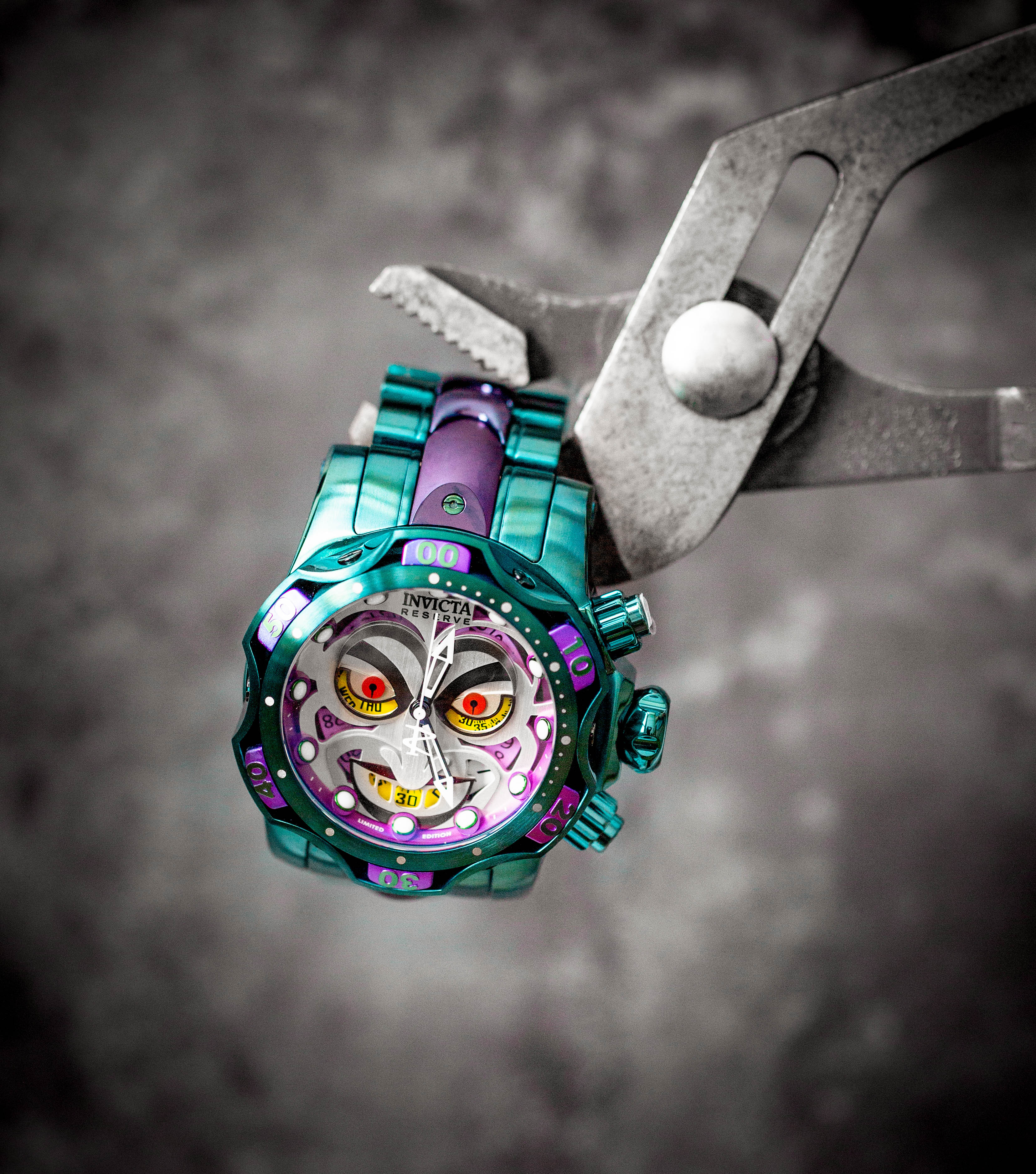 Invicta DC Comics Joker Swiss Ronda Z60 Caliber Men's Watch - 52.5mm, Purple, Green (30124)
