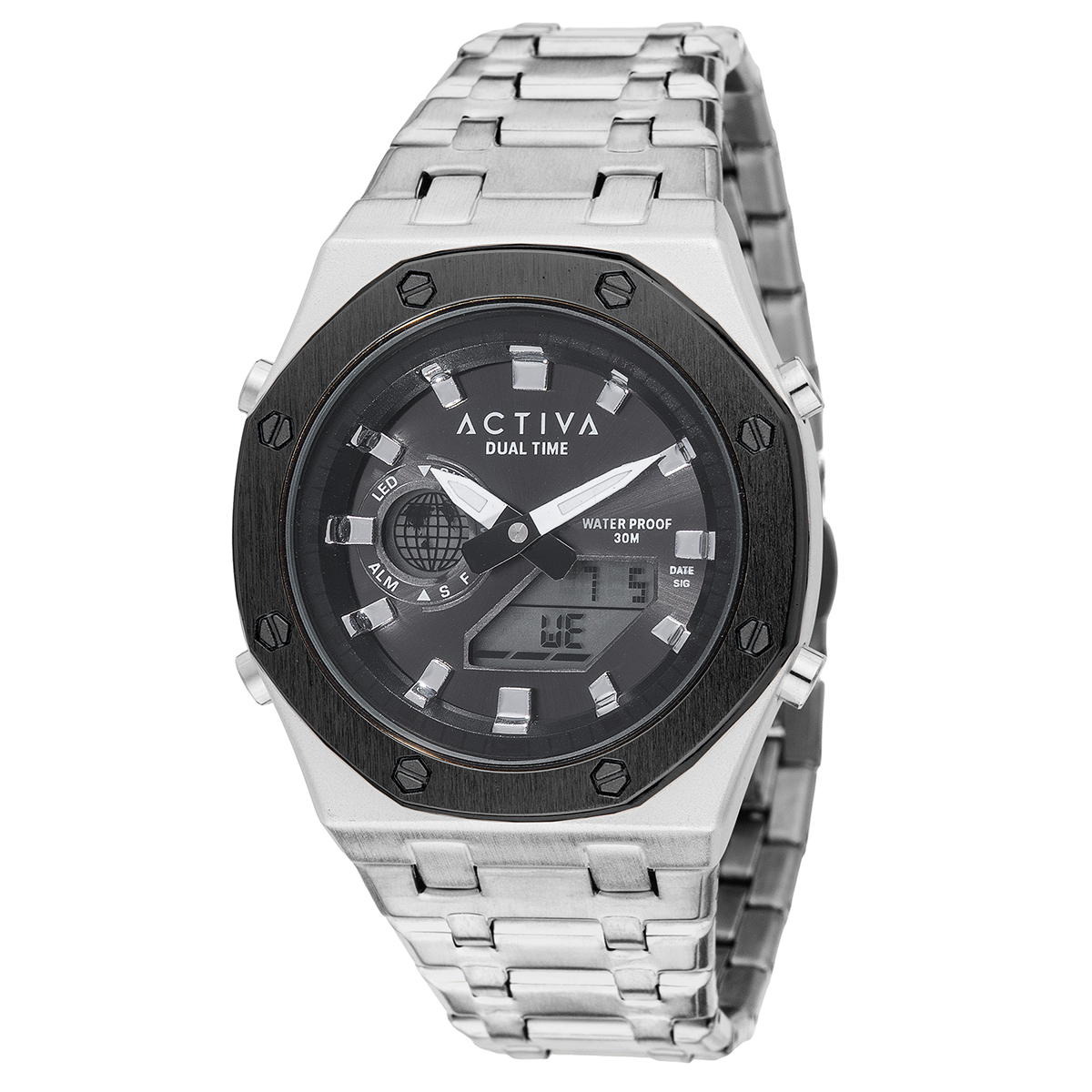 Activa X Invicta Digital Unisex Watch - 45.5mm, Silver (ACWM303-005)