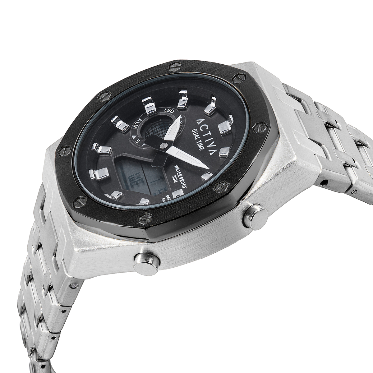 Activa X Invicta Digital Unisex Watch - 45.5mm, Silver (ACWM303-005)