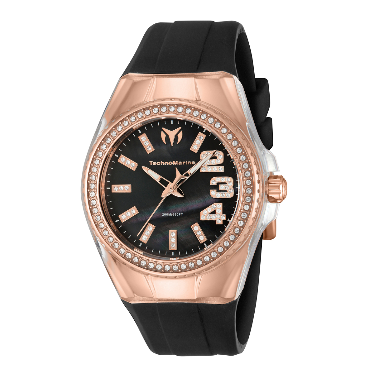 TechnoMarine Cruise Monogram Women's Watch w/ Mother of Pearl Dial - 42mm, Black (TM-121253)