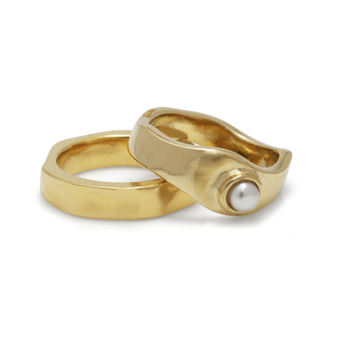 Invicta Angel Hammered Pearl Stacker Women's Ring, Gold, 8 (MM-00743)