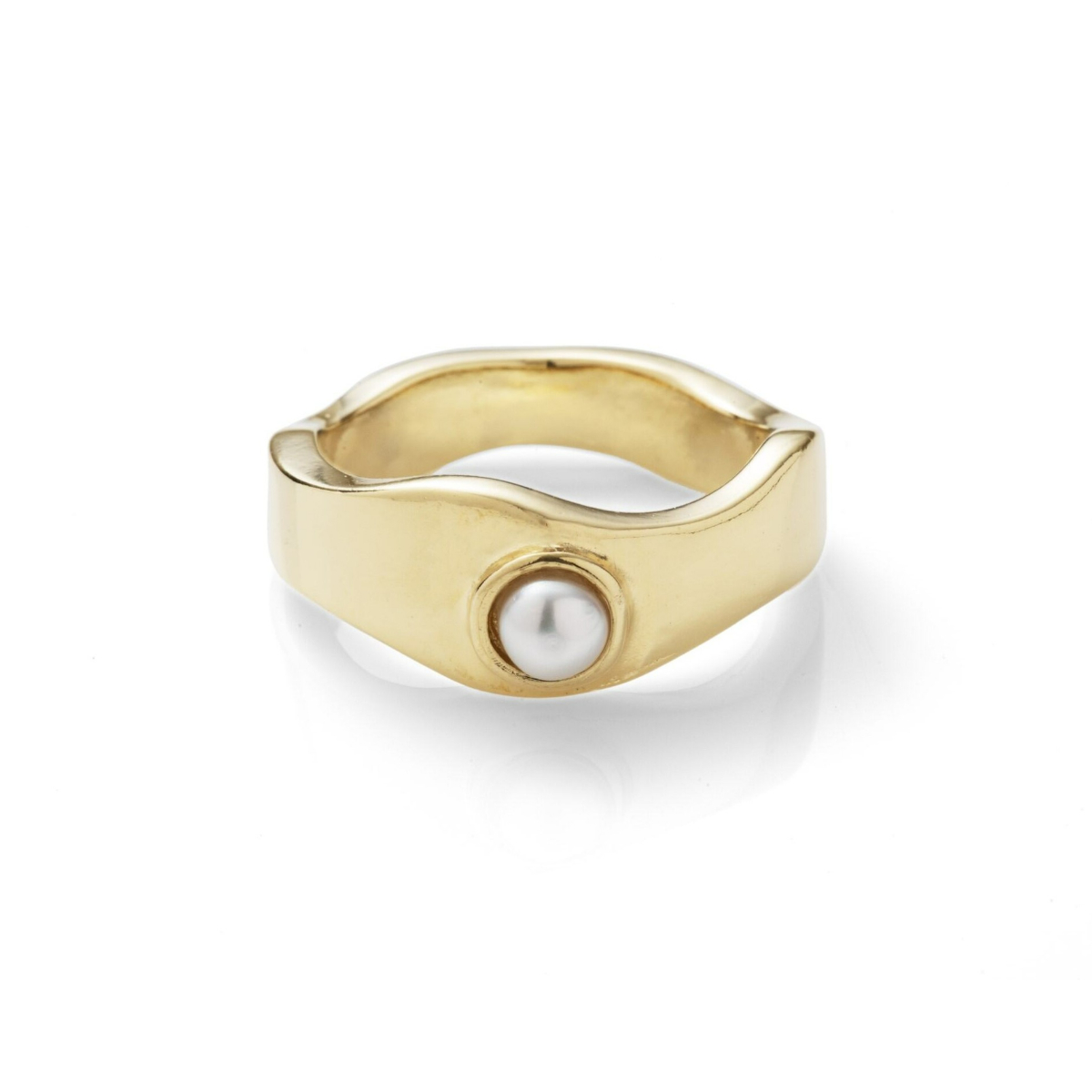 Invicta Angel Hammered Pearl Stacker Women's Ring, Gold, 8 (MM-00743)