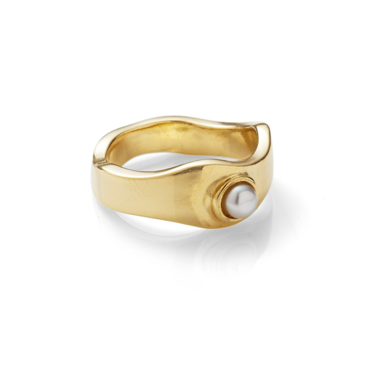 Invicta Angel Hammered Pearl Stacker Women's Ring, Gold, 8 (MM-00743)